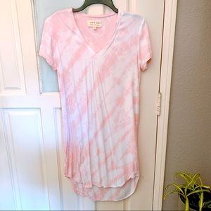 cloth & stone tie dye pink/white shirt dress XS / Extra Small
